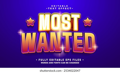 editable most wanted text effect.typhography logo