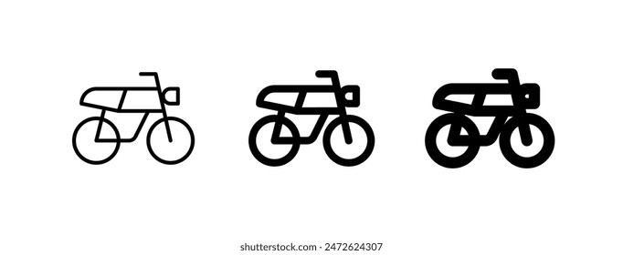 Editierbares Motorrad-Vektorgrafik-Symbol. Fahrzeuge, Transport, Reisen. Teil einer großen Icon-Set-Familie. Ideal für Web- und App-Interfaces, Präsentationen, Infografiken usw