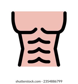 Icono modificable del vector del cuerpo muscular. Parte de una familia de iconos grandes. Perfecto para interfaces web y de aplicaciones, presentaciones, infografías, etc