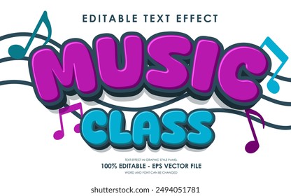 Editable Music Class 3D Text Effect. with illustrations Music Notations. Perfect for Back to School themed designs.