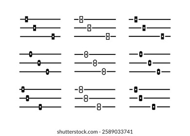 Editable music notation or audio equalizer graphic elements.