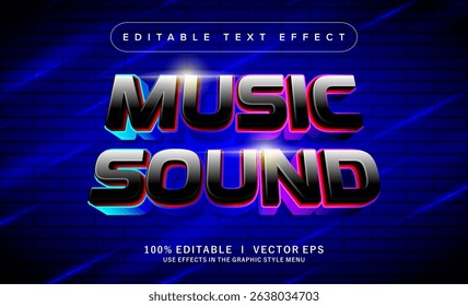 editable music sound vector text effect with modern style design