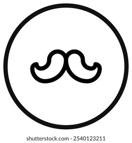 Ícone de vetor do bigode editável. Barbearia, estilo de vida, preparação. Parte de uma grande família de conjuntos de ícones. Perfeito para interfaces web e app, apresentações, infográficos, etc