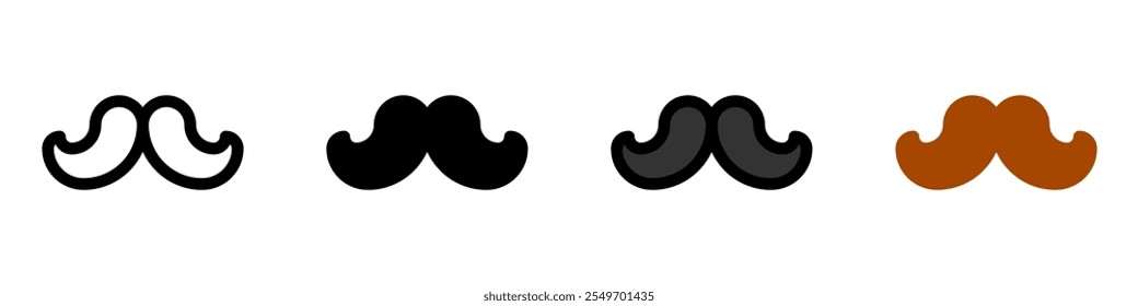 Ícone de vetor do bigode editável. Barbearia, estilo de vida, preparação. Parte de uma grande família de conjuntos de ícones. Perfeito para interfaces web e app, apresentações, infográficos, etc