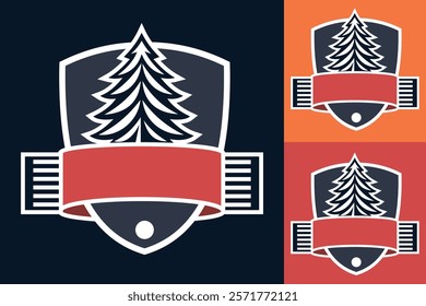 Editable Nature-Inspired Badge Logo with Pine Tree