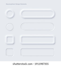 Editable neumorphic buttons set. Sliders for websites, mobile menu, navigation and apps. Simple elegant Neumorphism trendy design elements UI components isolated on light background