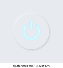 Editable neumorphism on off round shape power button set. Circle objects for website, mobile menu, navigation and application. Realistic vector design.