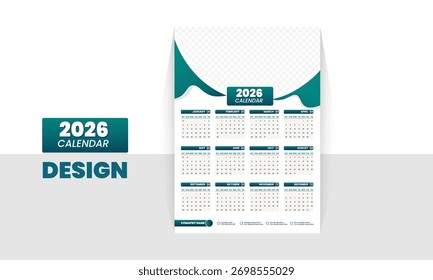 Editable Nuevo Calendario Imprimible Plantilla 2026 Diseño