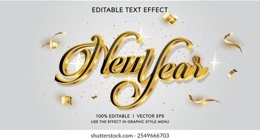 editable new year luxury  vector 3d text effect with modern style design