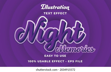 efecto de texto vectorial de memorias nocturnas editables con estilo moderno