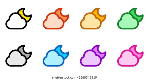 Editable night sky, moon and cloud vector icon. Part of a big icon set family. Perfect for web and app interfaces, presentations, infographics, etc
