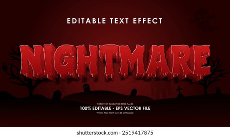 Editable Nightmare Text Effect, Graphic Style Effect, with Background Halloween