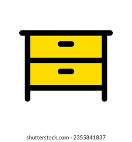 Mesa de noche editable, cajón, icono del vector del gabinete. Parte de una familia de iconos grandes. Perfecto para interfaces web y de aplicaciones, presentaciones, infografías, etc