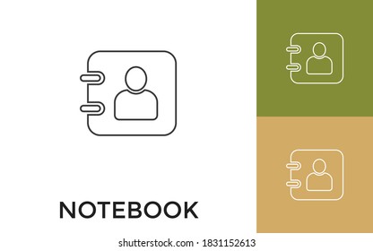 Bearbeitbares Notebook Thin Line Symbol mit Titel. Nützlich für mobile Anwendungen, Website, Software und Printmedien.