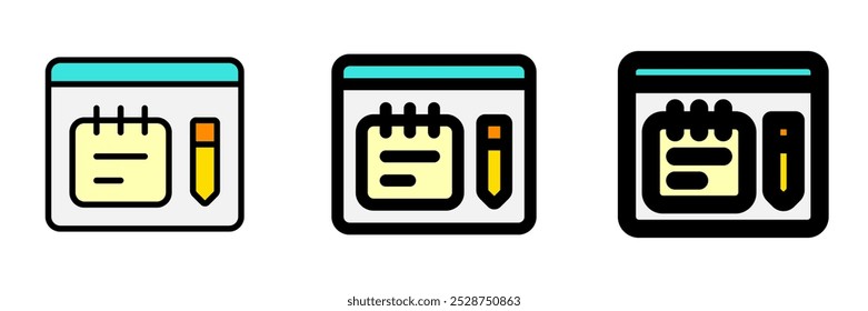 Editable note-taking app vector icon. Online learning, course, tutorial. Part of a big icon set family. Perfect for web and app interfaces, presentations, infographics, etc