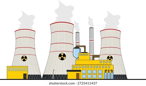 Diseño de Vector de planta de energía nuclear editable para su uso. 