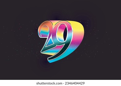 Editable number 29 text effect, full color gradient, logo design vector template, futuristic modern