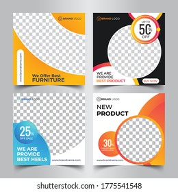 Editable Offer Best Furniture Media Post Template For Marketing. New Furniture Sale Offer Design Template.