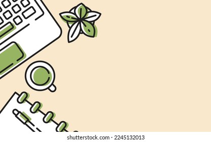 editable office workspace vector background with modern style usable for website page