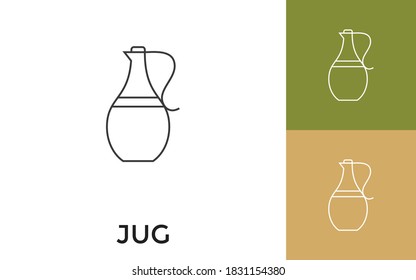 Editable Oil Jug Thin Line Icon with Title. Useful For Mobile Application, Website, Software and Print Media.