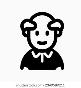 Editable old man grandpa with balding head avatar vector icon. User, profile, identity, persona. Part of a big icon set family. Perfect for web and app interfaces, presentations, infographics, etc