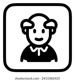 Editable old man grandpa with balding head avatar vector icon. User, profile, identity, persona. Part of a big icon set family. Perfect for web and app interfaces, presentations, infographics, etc