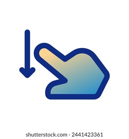 Un dedo editable desliza hacia abajo el icono del vector. Parte de una gran familia de iconos. Perfecto para interfaces web y aplicaciones, presentaciones, infografías, etc