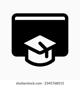 Icono modificable de educación en línea, grado y vector del curso. Aprendizaje en línea, curso, tutorial. Parte de una familia de iconos grandes. Perfecto para interfaces web y de aplicaciones, presentaciones, infografías, etc