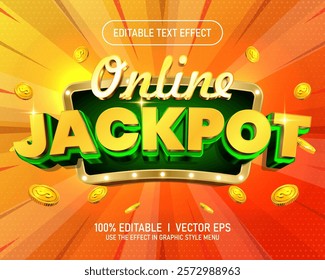 editable online jackpot 3d vector text effect with modern style design