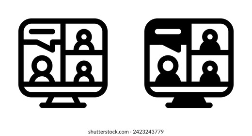 Editable online video meeting, conference vector icon. Remote work, job, profession, freelance. Part of a big icon set family. Perfect for web and app interfaces, presentations, infographics, etc