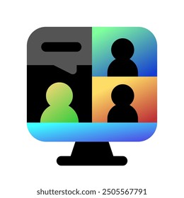 Editable online video meeting, conference vector icon. Remote work, job, profession, freelance. Part of a big icon set family. Perfect for web and app interfaces, presentations, infographics, etc