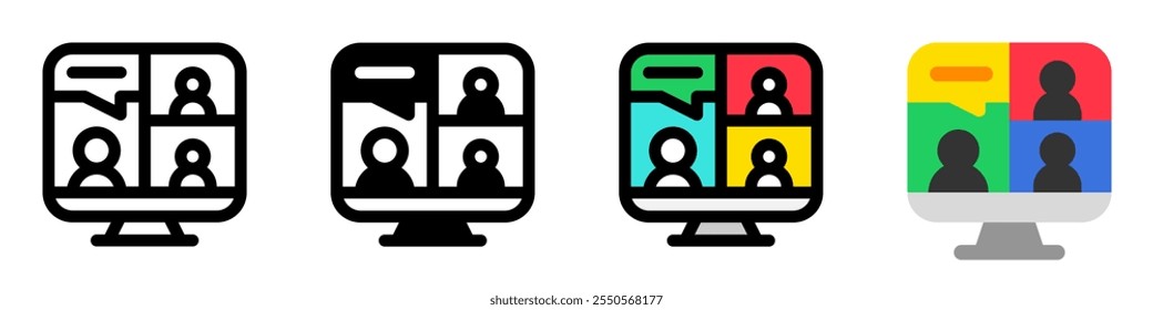 Editable online video meeting, conference vector icon. Remote work, job, profession, freelance. Part of a big icon set family. Perfect for web and app interfaces, presentations, infographics, etc
