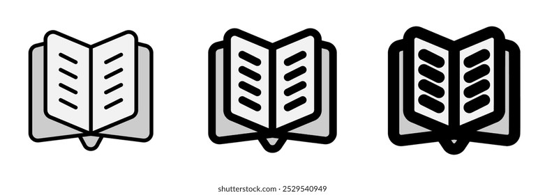 Icono de Vector de libro abierto editable. Lectura, literatura, Biblioteca, educación. Parte de una gran familia de iconos. Perfecto para interfaces de Web y App, presentaciones, infografías, etc