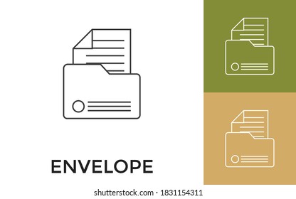 Editable Open Mail or Envelope Thin Line Icon with Title. Useful For Mobile Application, Website, Software and Print Media.