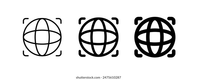 Editable open-world game, simulation, globe vector icon. Video game, game elements. Part of a big icon set family. Perfect for web and app interfaces, presentations, infographics, etc