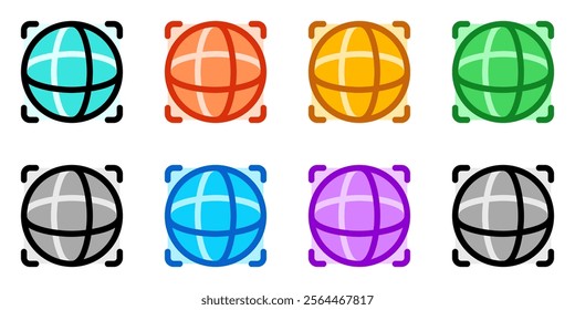 Editable open-world game, simulation, globe vector icon. Video game, game elements. Part of a big icon set family. Perfect for web and app interfaces, presentations, infographics, etc