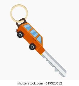 Editable Orange Car Shaped Key Vector Illustration Icon for Travel Transportation and Vehicle Reparation or Dealership Related Purposes