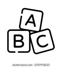 Un icono de contorno editable del bloque de aprendizaje del alfabeto