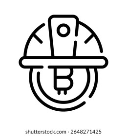 An editable outline icon of bitcoin mining