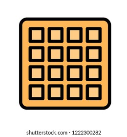 editable outline icon of chocolate chip bakery cookie in flat design.