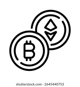 Um ícone de estrutura de tópicos editável de criptomoedas