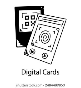 An editable outline icon of digital cards 