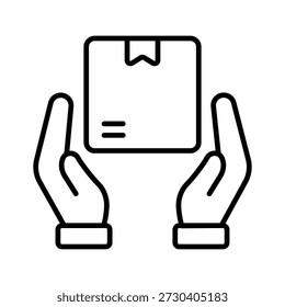 An editable outline icon representing careful handling of package.