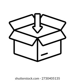 An editable outline icon showing received package box