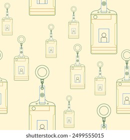 Editable Outline ID Card Holder Vector Illustration Icons as Seamless Pattern for Creating Background of Business or Community Related Design