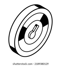 An editable outline isometric icon of speedometer 