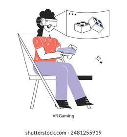 An editable outline mini illustration of vr gaming 