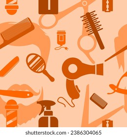 Editable Outline Style Barber Equipment Vector Illustration Icons Seamless Pattern for Creating Background and Decorative Element of Hairdressing Related Design