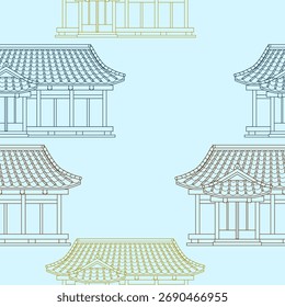 Estilo de contorno editável Vista frontal Japonês tradicional Casa Vetor Ilustração em várias cores para a criação de fundo de turismo Viagem e cultura ou história Educação