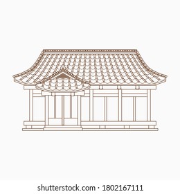 Editable Outline Style Traditional Japanese House Vector Illustration for Tourism Travel and Culture or History Education
